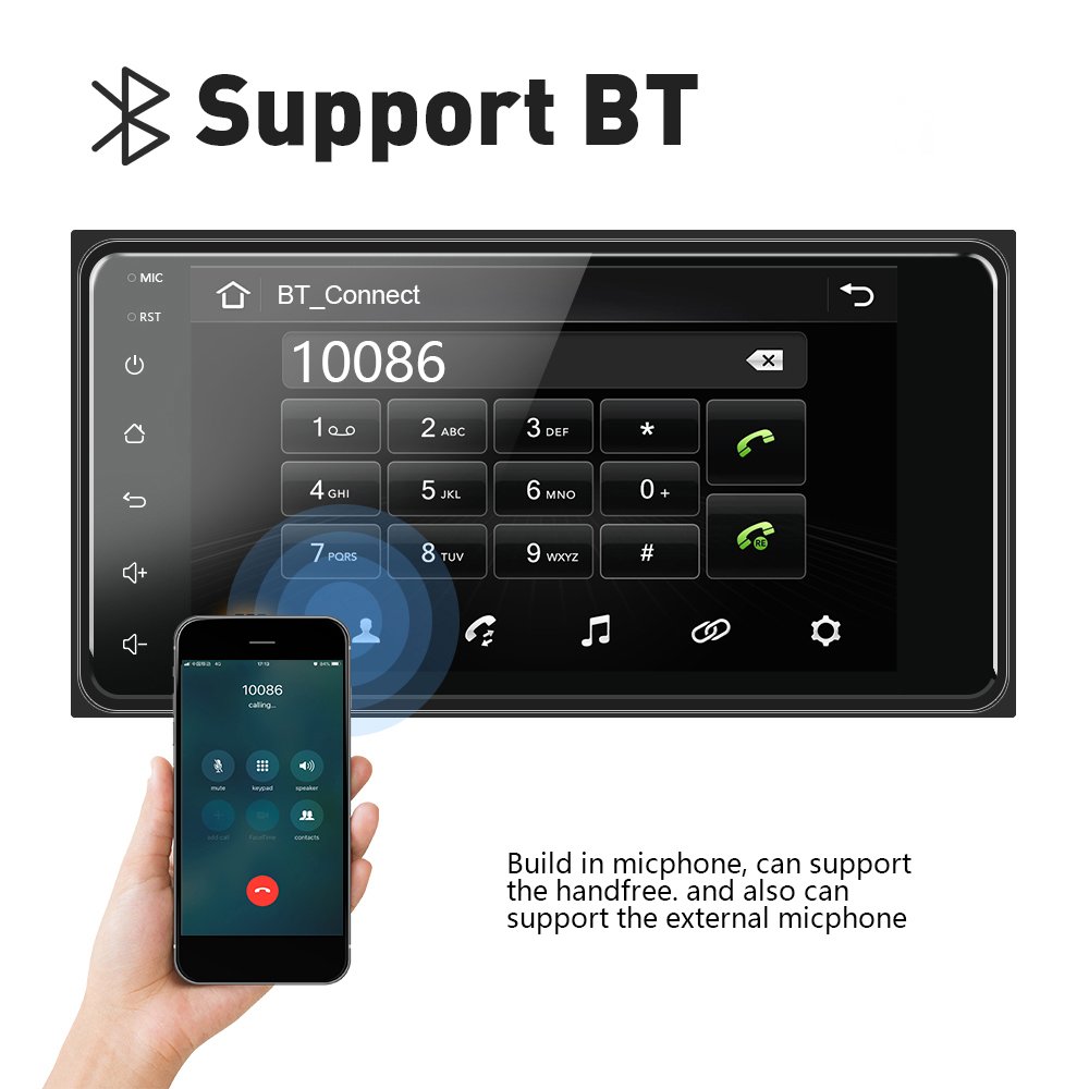 Podofo 7'' Android Car Radio Autoradio Car Stereo CarPlay & Android Auto GPS WIFI BT FM RDS Hifi Audio For Toyota Corolla