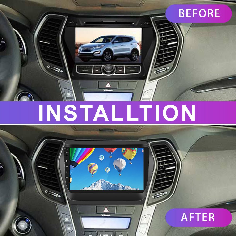 Podofo 9'' Dedicated Car Radio Frame ABS Plastic Bracket Panel Cover Trim For Hyundai Santa/IX45 2013