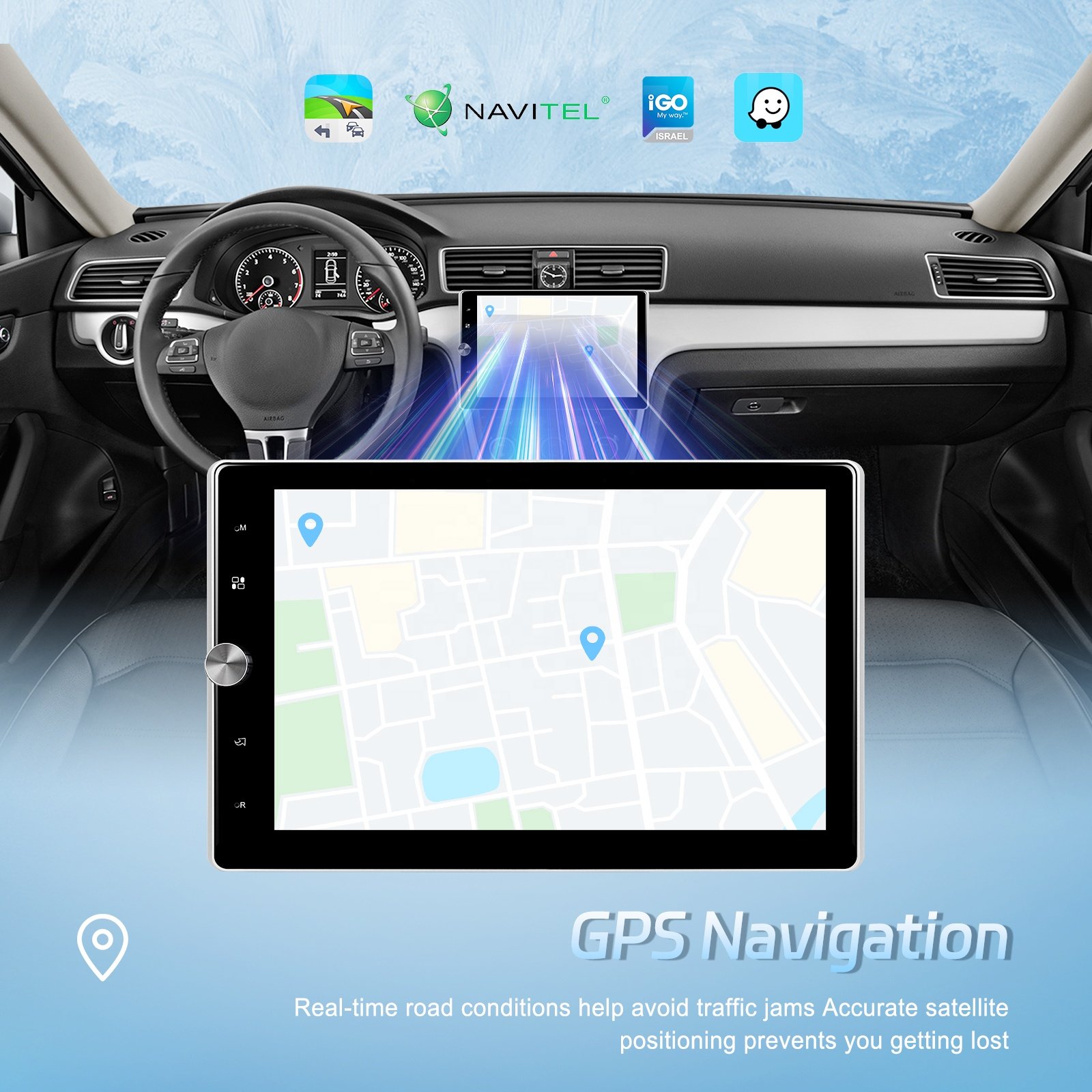 Podofo 10.4'' Android 2+64G Automatic Rotation Car Radio CarPlay/Android Auto/GPS/WiFi/RDS For VW/PASSAT/SKODA/POLO/OCTAVIA/GOLF