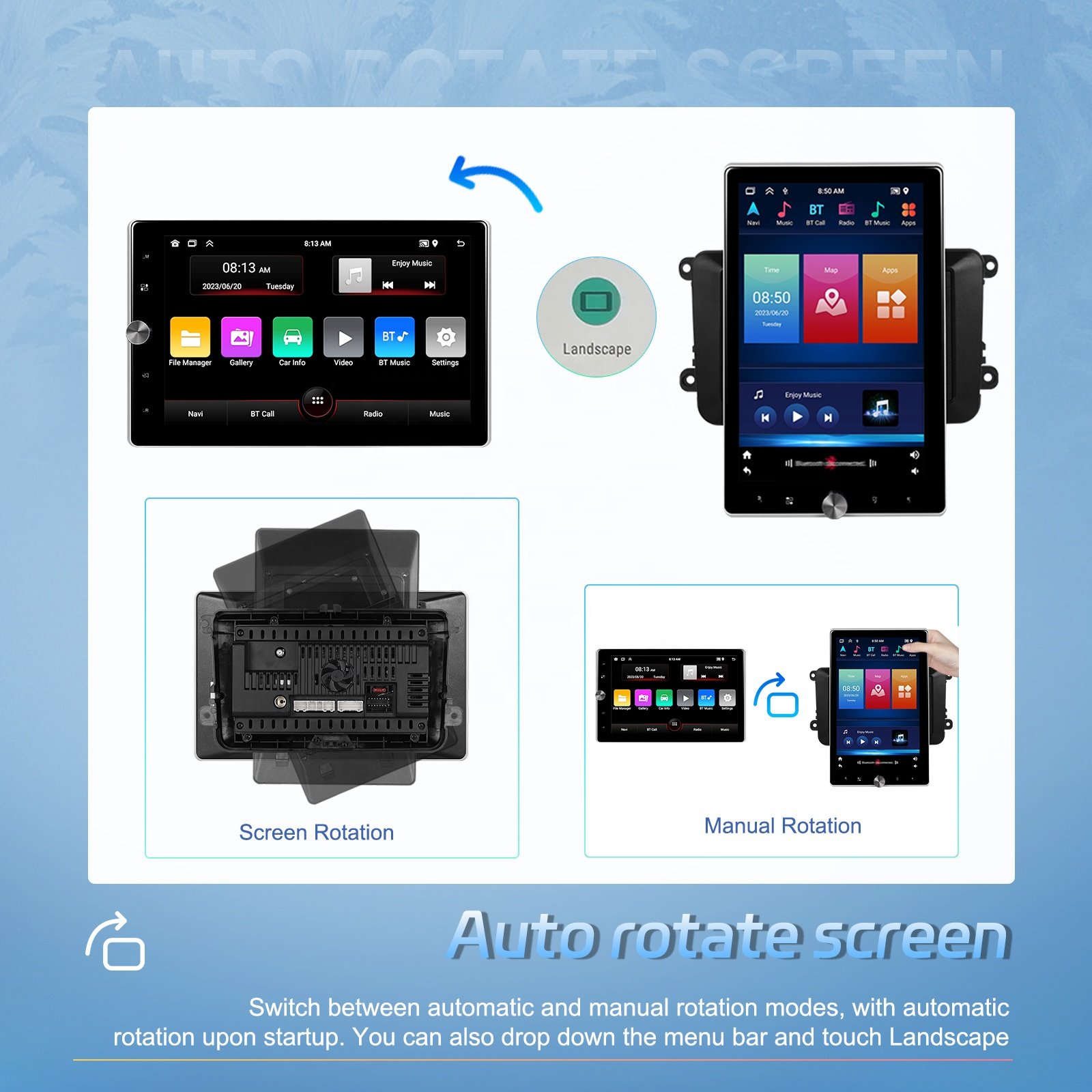 Podofo 10.4'' Android 2+64G Automatic Rotation Car Radio CarPlay/Android Auto/GPS/WiFi/RDS For VW/PASSAT/SKODA/POLO/OCTAVIA/GOLF