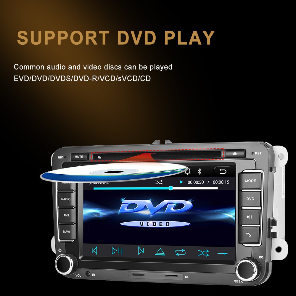 Podofo Car DVD Player Autoradio Car Radio Carplay Android Auto with AM/FM/RDS For VW/GOLF 5/PASSAT/TOURAN/TIGUAN/POLO