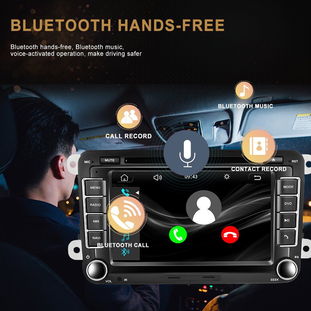 Podofo Car DVD Player Autoradio Car Radio Carplay Android Auto with AM/FM/RDS For VW/GOLF 5/PASSAT/TOURAN/TIGUAN/POLO