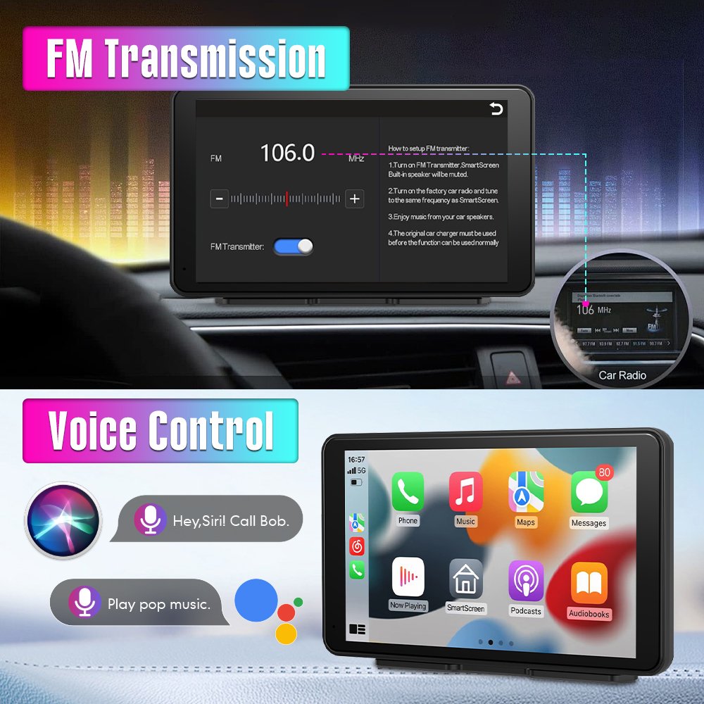 Screen Wireless Android auto Car Display Universal Multimedia car Stereo 10.26" IPS HD Portable Monitor Wireless Carplay