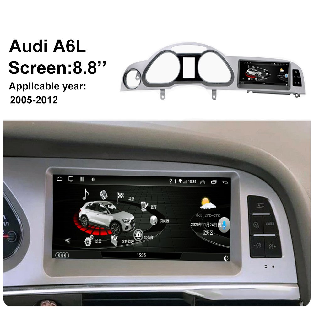 8.8 Inch LHD Touch Screen Android Wireless Carplay GPS BT Car DVD Player Multimedia Player For Audi A6 A6L 2005-2012