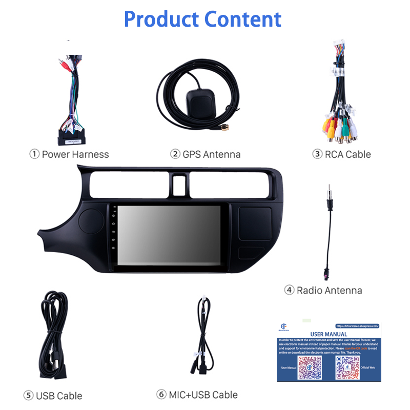 9 inch Android Player 2G 32 Reverse Camera Car Screen for 2012 Kia Rio 2013 2014 LHD WIFI BT GPS Stereo Frame Stereo