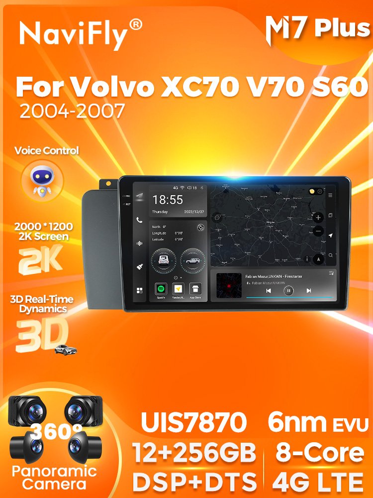 MEKEDE M6 3D 8-core 8 256GB the Newest Android System qled touch screen 4g lte wifi 1280*720 for Volvo XC70 V70 S60 2004-2007