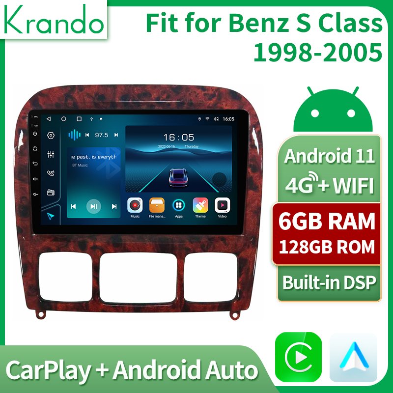 Krando Android auto car radio gps multimedia dvd player head unit For Mercede Benz S Class W220 S280 S320 S350 S400 1999-2006