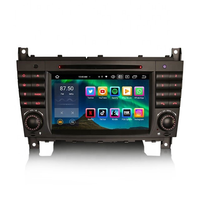 Erisin ES8569C 7 inch BT5.1 IPS Android 12.0 wireless CarPlay 4G car dvd player for Mercedes Benz C-Class CLC W203 CLK W209
