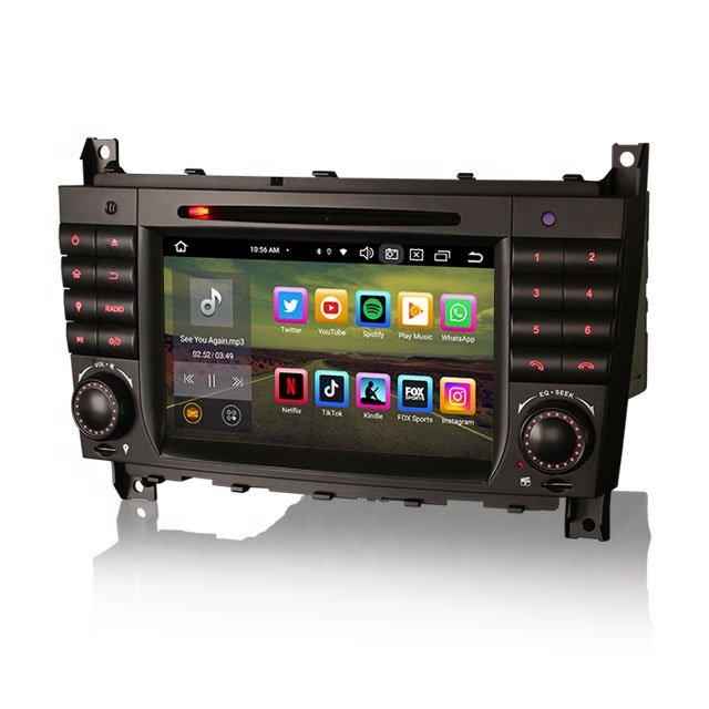 Erisin ES8569C 7 inch BT5.1 IPS Android 12.0 wireless CarPlay 4G car dvd player for Mercedes Benz C-Class CLC W203 CLK W209