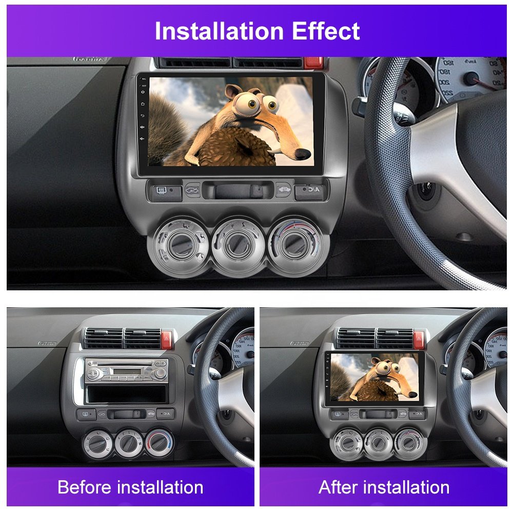 Podofo 9'' Android Car Radio Frame Car Stereo Wireless Carplay Android Auto GPS RDS HIFI Support AHD Cam For Honda Fit 2004-2010