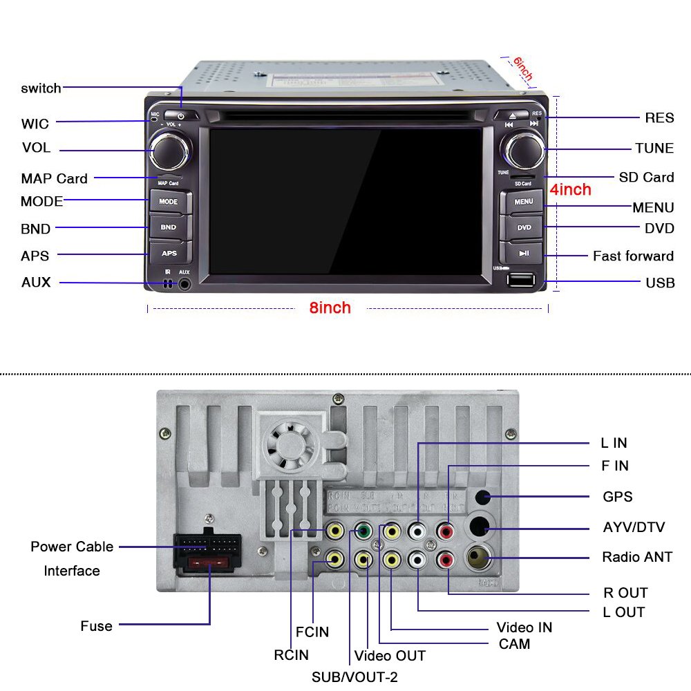 Podofo 2 Din Car DVD Player Car Stereo Car Radio Autoradio 6.2" Touch Screen CD Player BT EQ FM SWC For Toyota Corolla