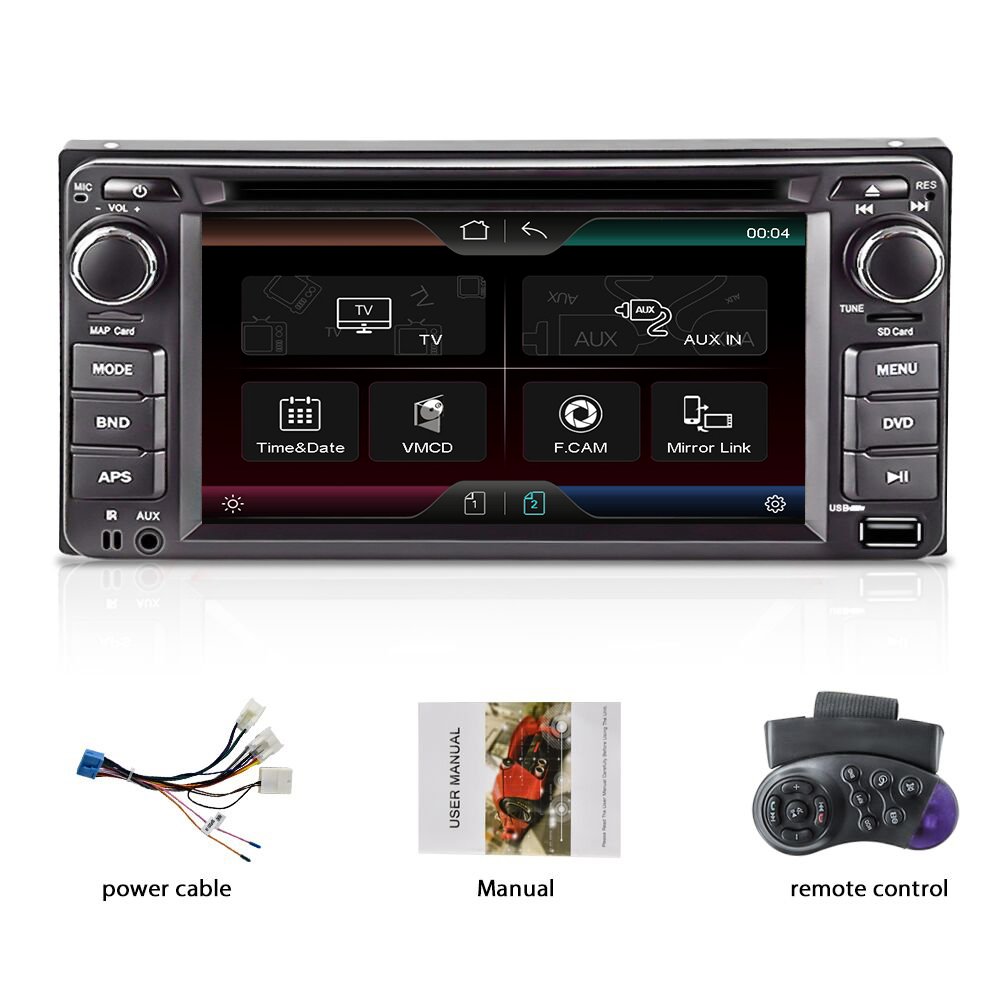 Podofo 2 Din Car DVD Player Car Stereo Car Radio Autoradio 6.2" Touch Screen CD Player BT EQ FM SWC For Toyota Corolla