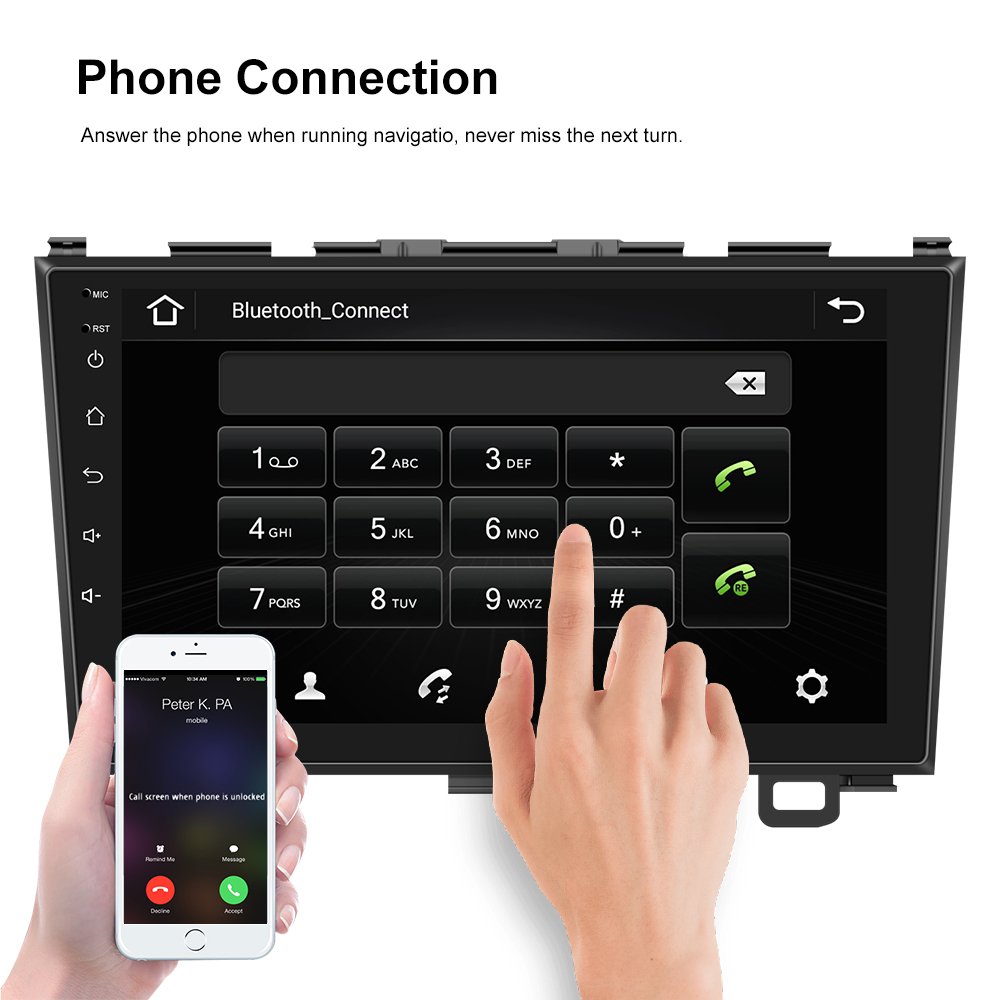 Podofo Double Din 9'' Android Car Radio Autoradio 2+64GB GPS BT WiFi For Honda CRV 2007 - 2011 Car Stereo