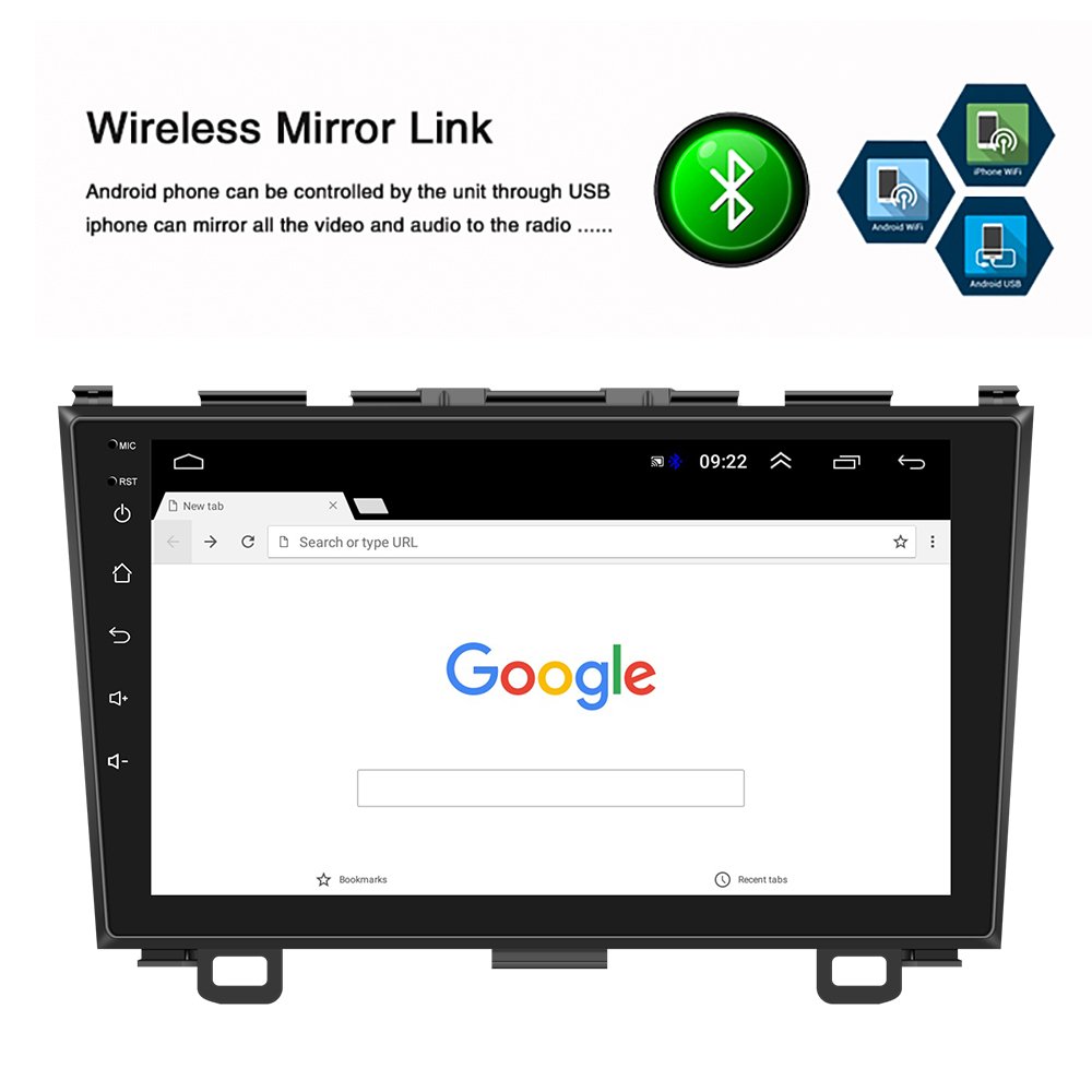 Podofo Double Din 9'' Android Car Radio Autoradio 2+64GB GPS BT WiFi For Honda CRV 2007 - 2011 Car Stereo