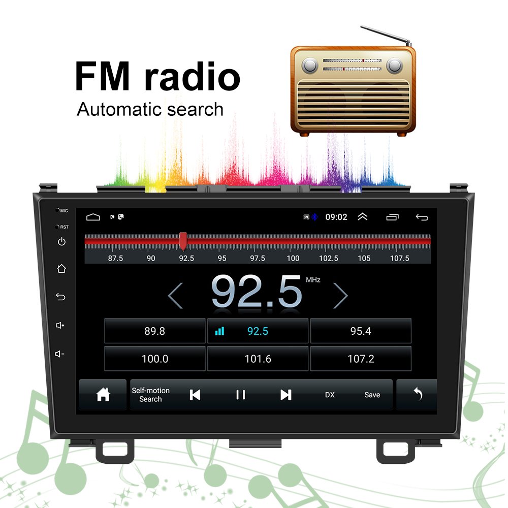 Podofo Double Din 9'' Android Car Radio Autoradio 2+64GB GPS BT WiFi For Honda CRV 2007 - 2011 Car Stereo