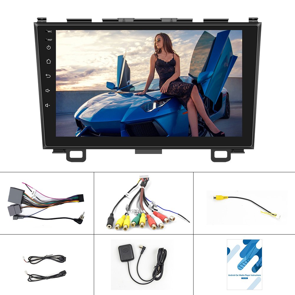 Podofo Double Din 9'' Android Car Radio Autoradio 2+64GB GPS BT WiFi For Honda CRV 2007 - 2011 Car Stereo