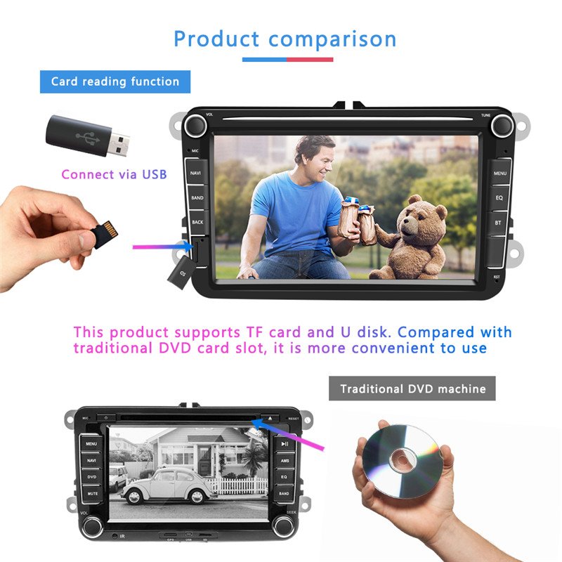 universal 2din IPS 1280*720 4core 8core 64gb 128gb 256gb 8inch android car dvd player for VW VOLKSWAGEN