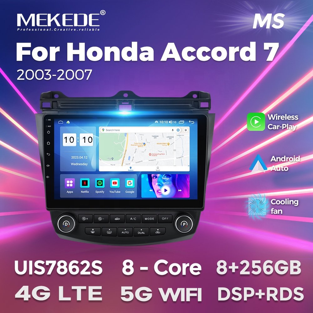 MEKEDE Android 4G SIM 10.0 8core IPS DSP 2.5D Car DVD Player For Accord 7 2003-2007 1+16/4+64G Video Navigation Stereo GPS BT