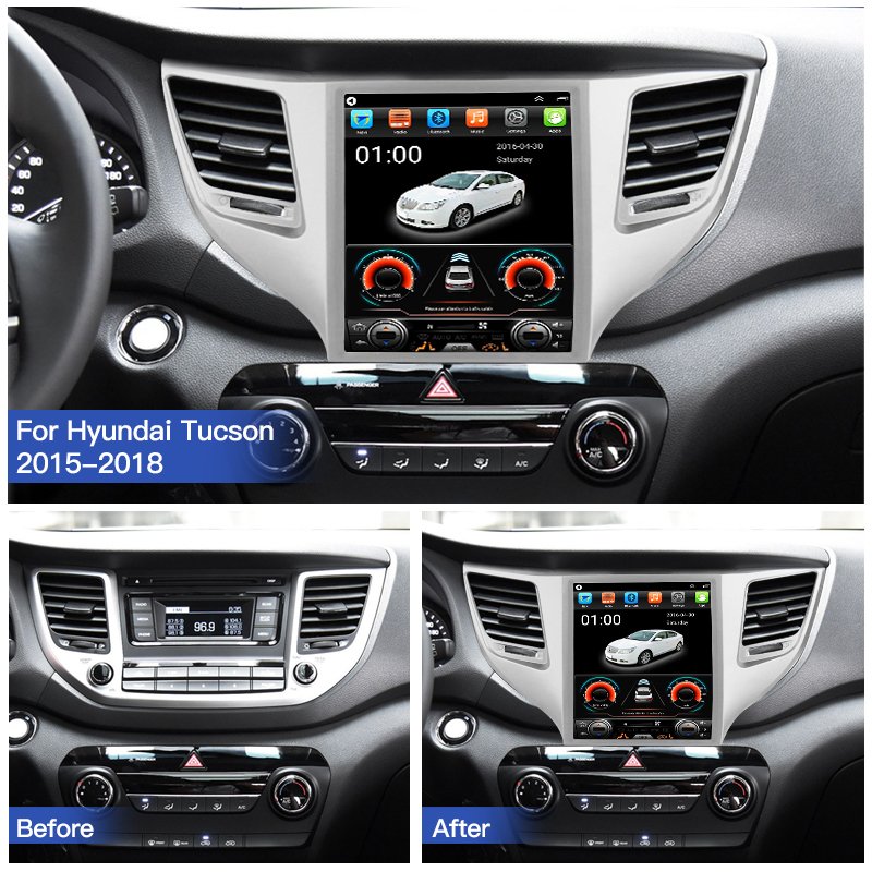 Car Radio For Hyundai Tucson 2015-2018 Tesla Style Screen Multimedia Video Player Navigation GPS Android 13 Carplay BT Wifi DSP