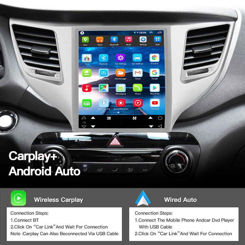 Car Radio For Hyundai Tucson 2015-2018 Tesla Style Screen Multimedia Video Player Navigation GPS Android 13 Carplay BT Wifi DSP