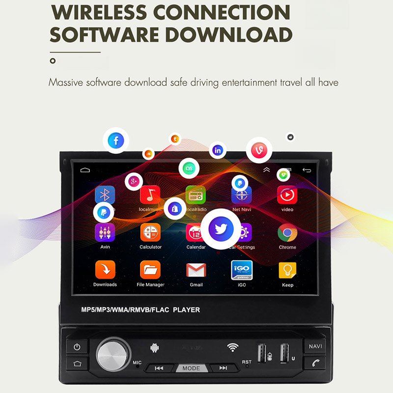 CareDrive Car Mp3 Mp5 Player Sing 1 Din 7 Inch Retractable Screen With Rear Camera Car Radio Dvd Player
