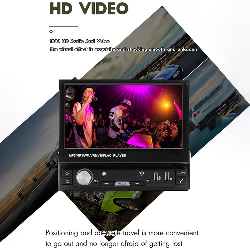 CareDrive Car Mp3 Mp5 Player Sing 1 Din 7 Inch Retractable Screen With Rear Camera Car Radio Dvd Player
