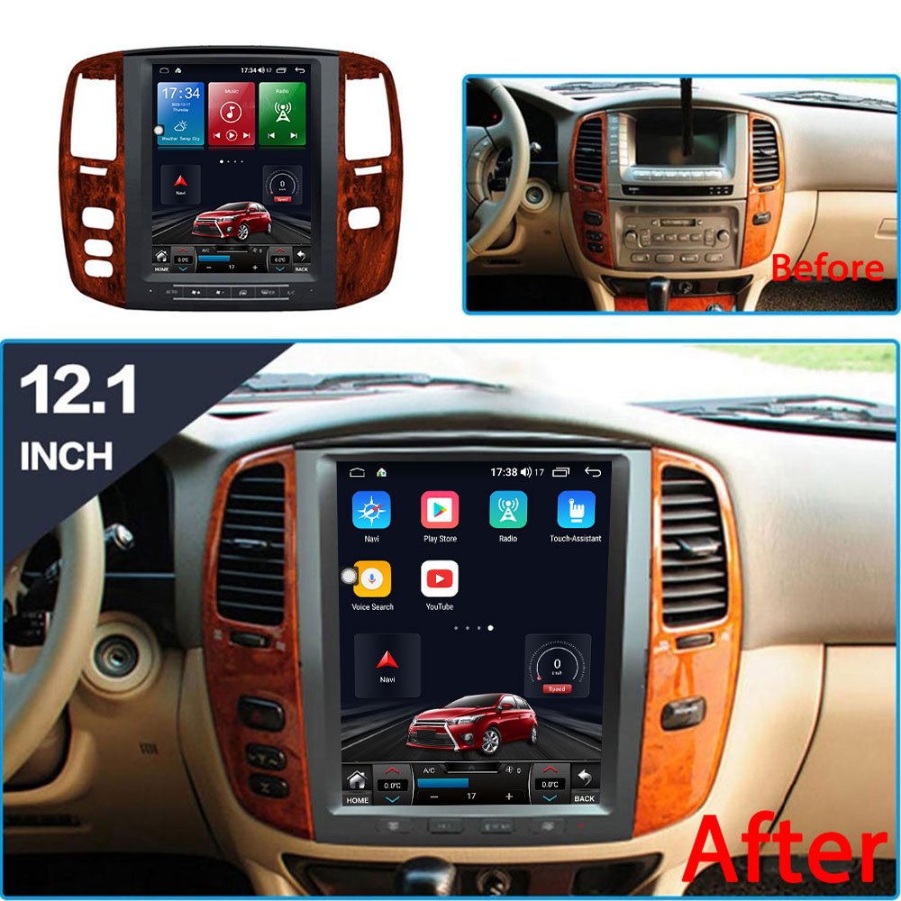 Tesla Style 12.1 inch Vertical Screen Stereo Android Car Radio Audio Player For Lexus Lx470 2002 2003 2004 2005 2006 2007
