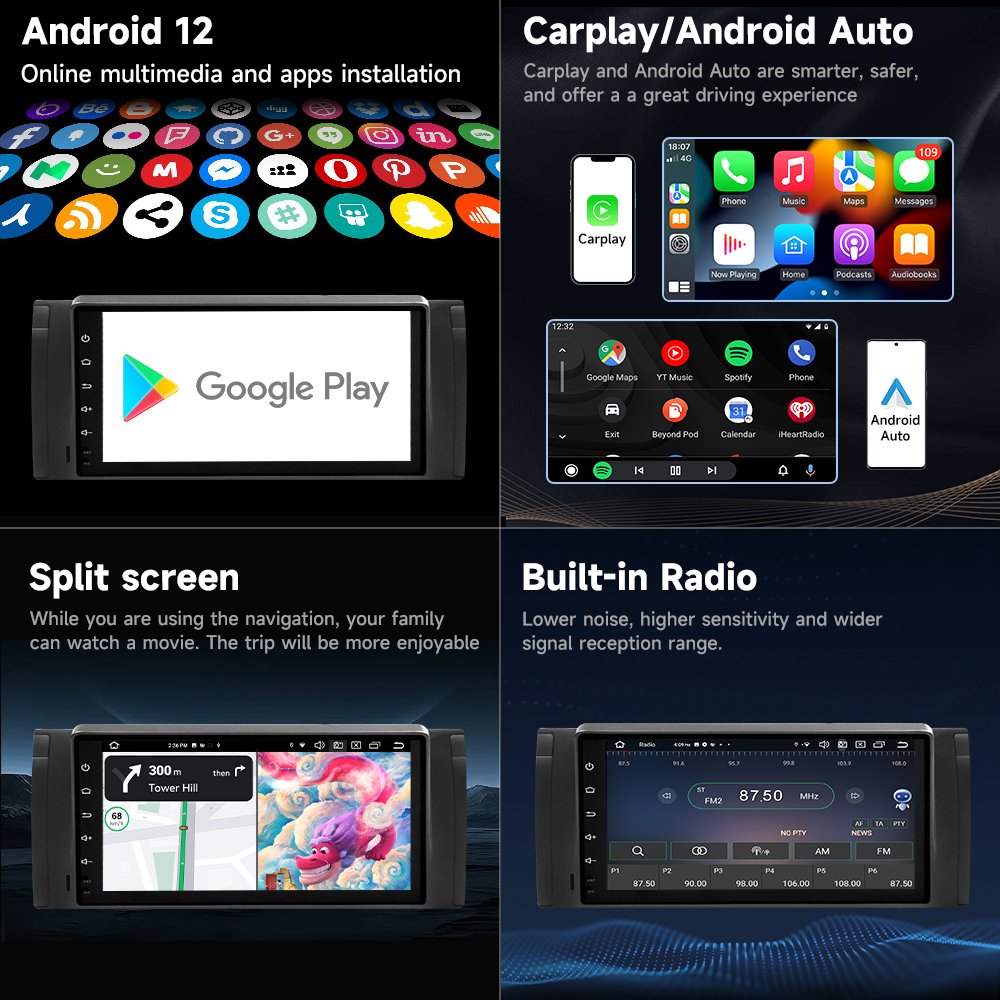 9inch Android 12 Car DVD Multimedia radio video Player For BMW 5 Series X5 E53 E39 M5 1995-2006 with WIFI GPS Radio Stereo BT FM