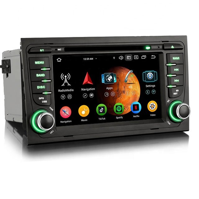 Erisin ES6774A 7" Android 13.0 GPS Automotive Navi System Car DVD Player for Audi A4 SEAT EXEO CarPlay DSP Car Stereo BT5.0