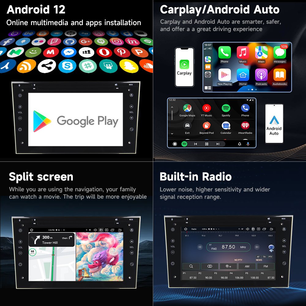 7'' 2 Din Car Stereo Radio Multimedia Player DVD Android10.0 octa-core 4+64G for Opel Astra Vectra Antara Zafira GPS RDS USB