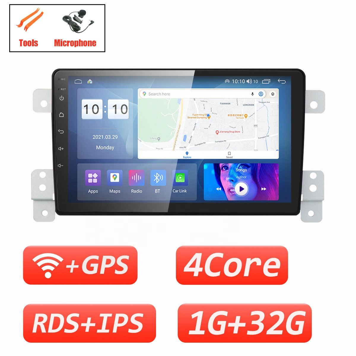 2024 New 9 10 12 Inch Car Radio IPS Touch Screen Wireless Android Auto Dual Lens Carplay GPS Navigation Car Video DVD Player