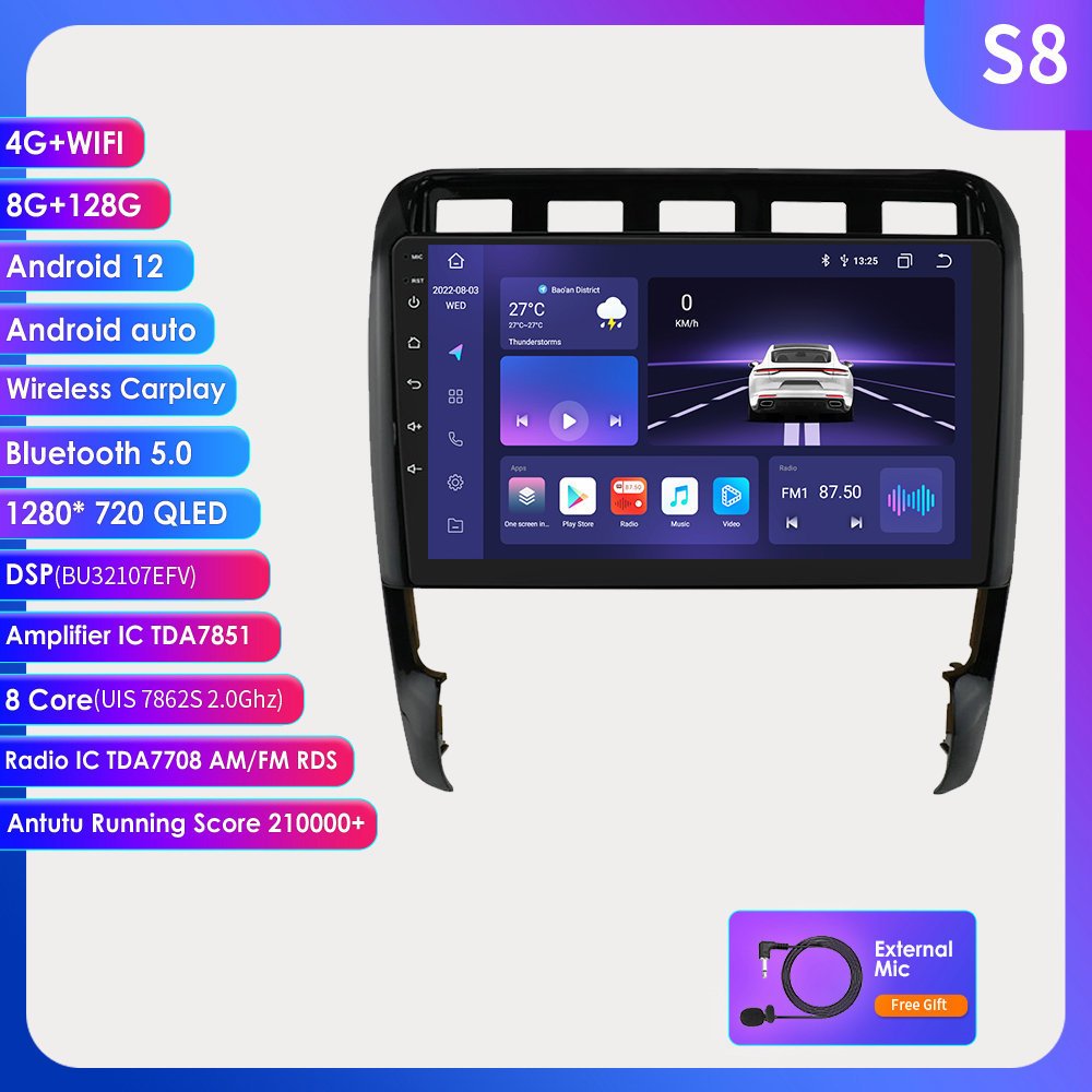 9 Inch Wifi+4G OLED Android 12 car dvd Player for Porsche Cayenne 2002 2010 with radio CarPlay Android Auto car stereo with GPS