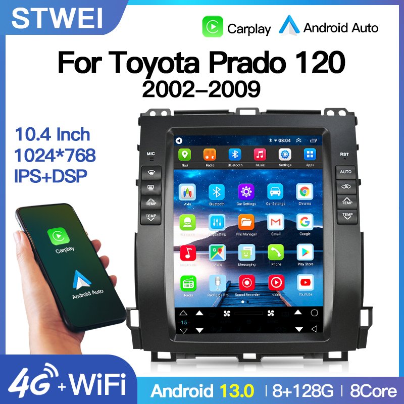 Car Radio For Lexus GX470 DSP Stereo Multimedia Player For Toyota Land Cruiser Prado 120 2002 - 2009 Android Auto GPS Carplay BT