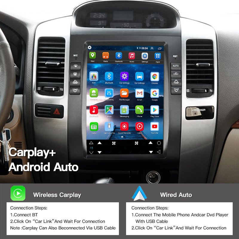 Car Radio For Lexus GX470 DSP Stereo Multimedia Player For Toyota Land Cruiser Prado 120 2002 - 2009 Android Auto GPS Carplay BT