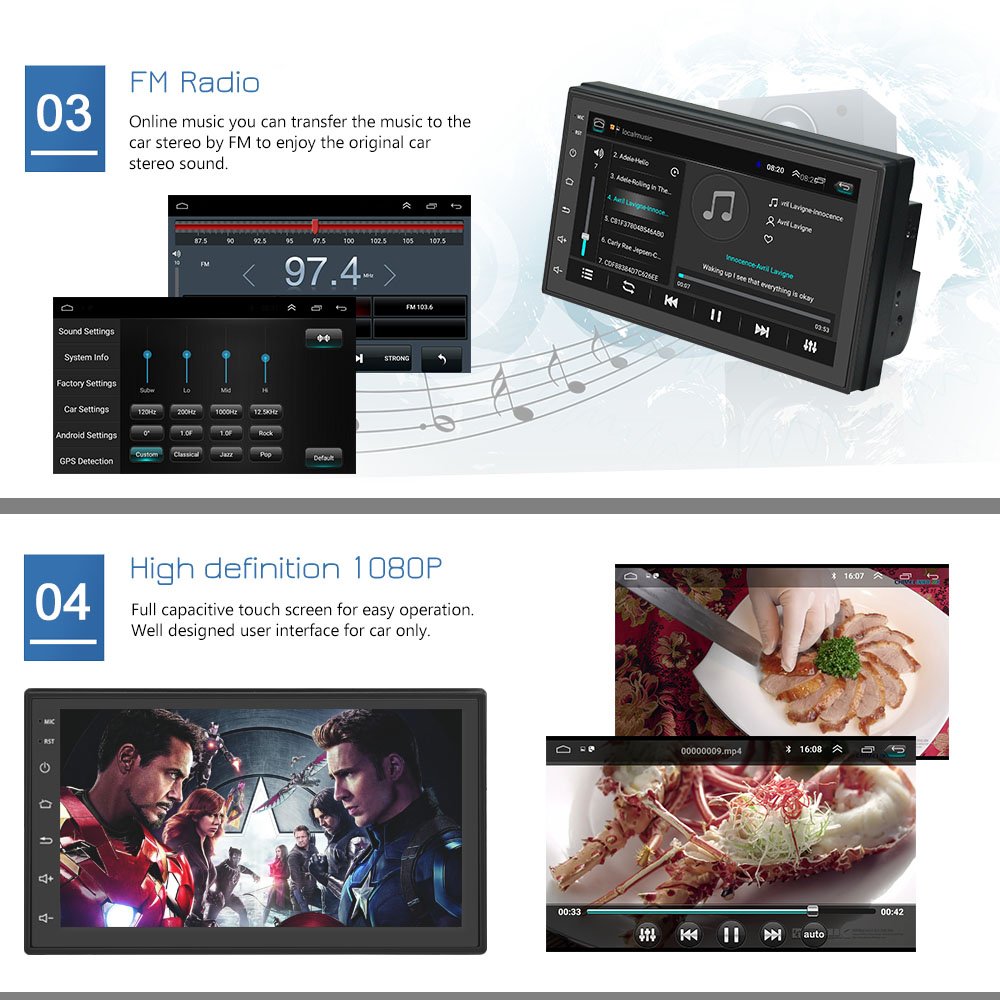 Podofo 2+64G Android 2 Din Car Stereo Radio Autoradio GPS Wifi BT FM RDS For Toyota/Nissan/Hyundai/Kia/Universal