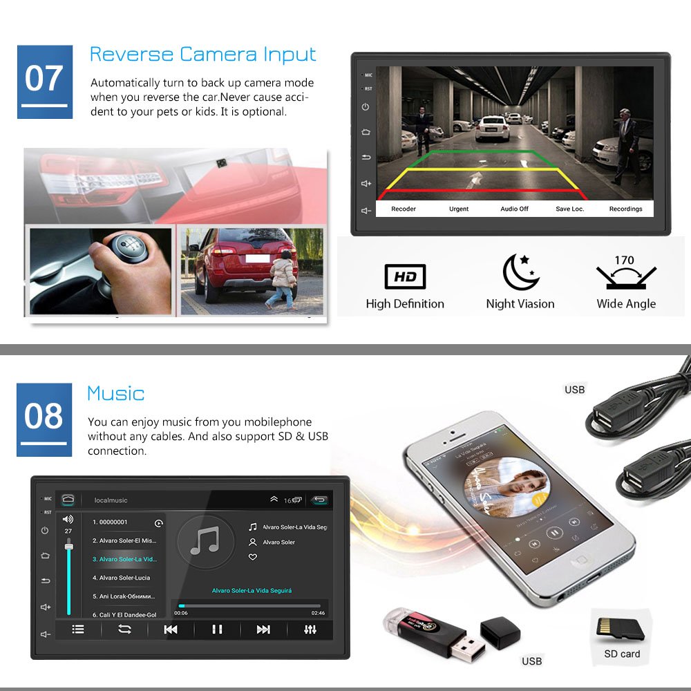 Podofo 2+64G Android 2 Din Car Stereo Radio Autoradio GPS Wifi BT FM RDS For Toyota/Nissan/Hyundai/Kia/Universal