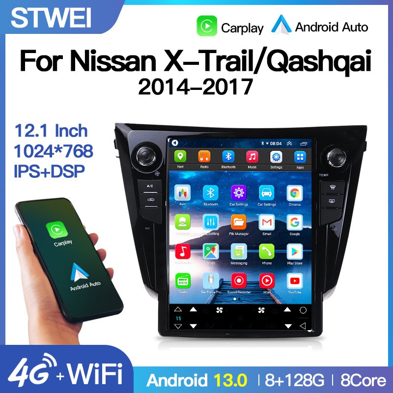 12.1" For Nissan X-Trail T32 2014 - 2017 Qashqai J11 For Tesla Style Screen Car Radio Multimedia Video Player Android Navigation