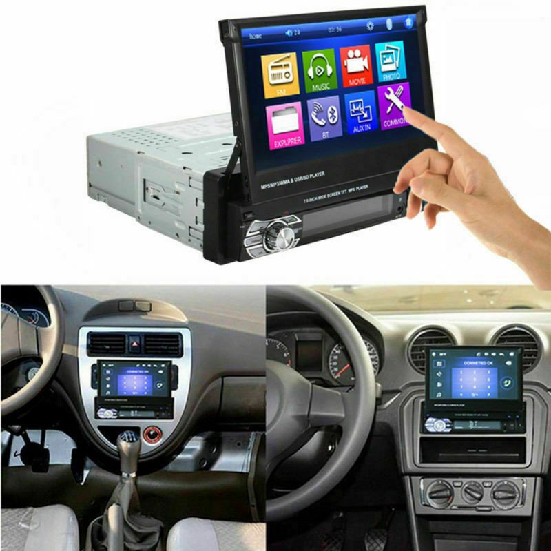 Podofo Car Radio 1 Din 7" HD Detachable Touch Screen Single Din Car Stereo Autoradio Support FM USB AUX SD MP5 + Rear Camera