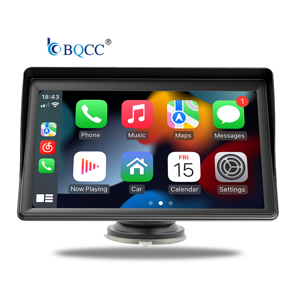 BQCC 7" HD Screen Wireless CarPlay Android Auto Portable Car Radio Stereo RDS/AM/BT/FM/DVR Beakup Camera vehicle media Player
