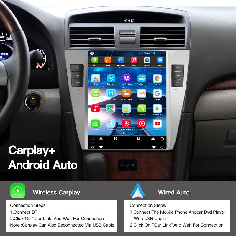 Android Car Radio Multimedia For Toyota Camry 6 XV 40 50 2008-2011 Carplay Stereo GPS Autoraido Tesla Style Video Player 2 Din