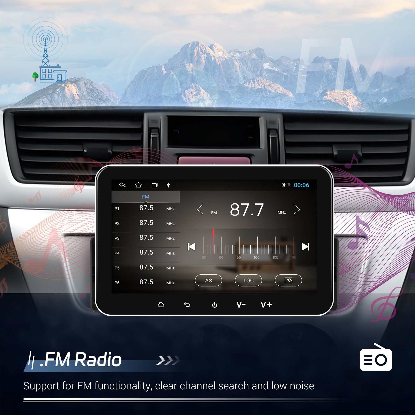 Podofo Single Din Android Car Stereo 7 Inch 2+32G Wireless Carplay/Android Auto IPS Screen GPS/WIFI/FM/USB/BT/EQ Dropshipping