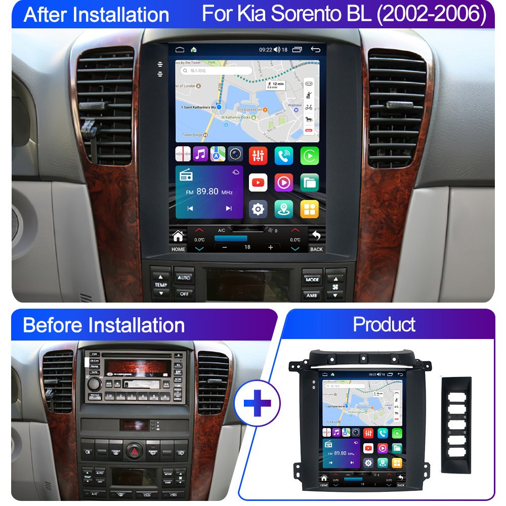 LEHX 8 Core L6 Pro 2 Din Radio Car Android Multimedia Player For KIA Sorento BL 2002 - 2006 Tesla Style Carplay auto GPS Stereo