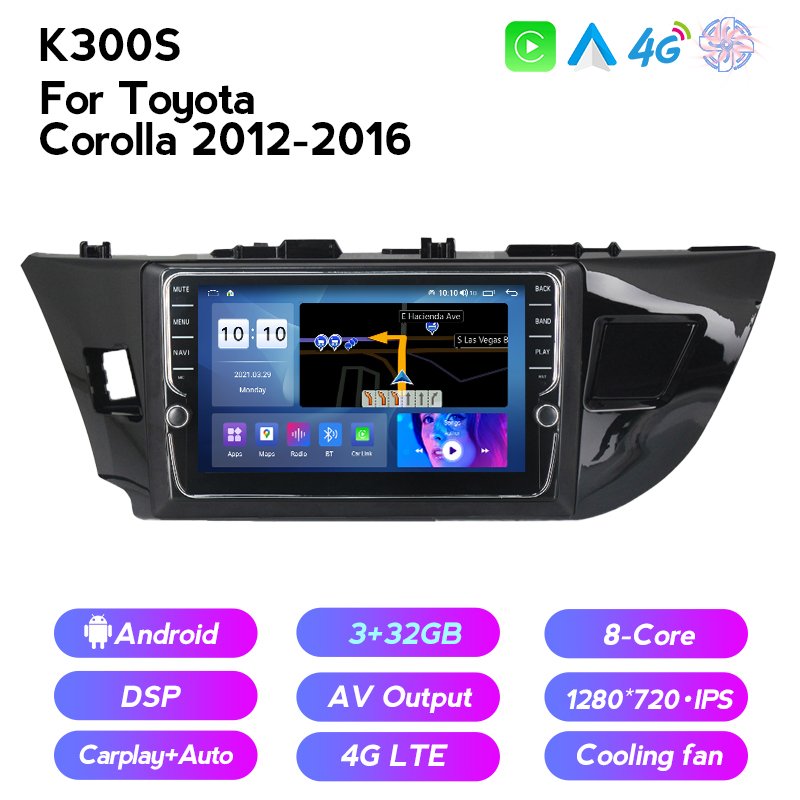 6GRAM+128GROM DSP 2 din Android Car Radio Multimedia Video Player for Toyota Corolla 2013 2014 2015 2016 Car-play RDS IPS