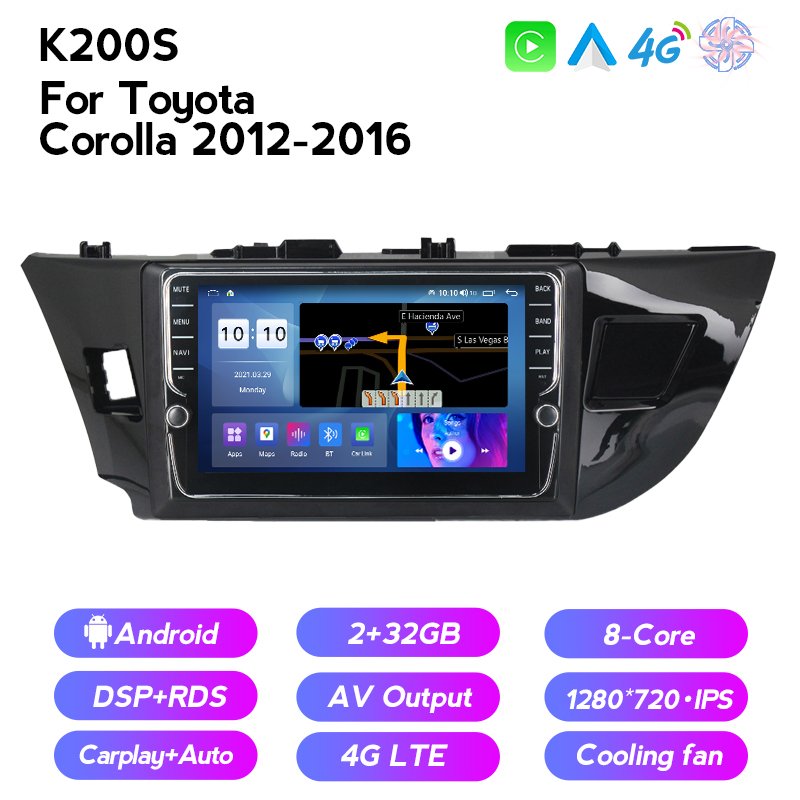 6GRAM+128GROM DSP 2 din Android Car Radio Multimedia Video Player for Toyota Corolla 2013 2014 2015 2016 Car-play RDS IPS