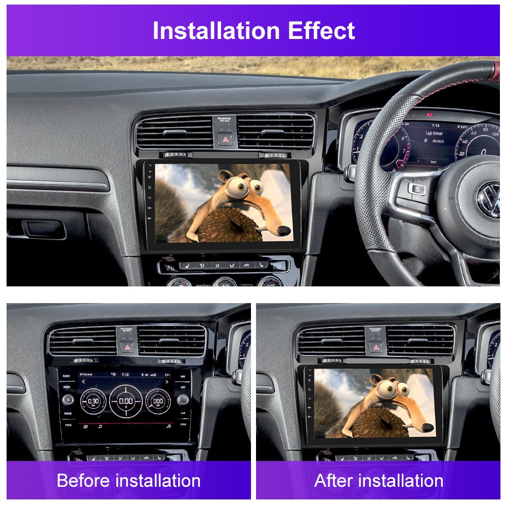 Podofo 1+32/2+64 10inch Car Stereo Radio For Volkswagen Golf 2013 Double Din Car navigation Carplay Android Auto HIFI WIFI BT FM