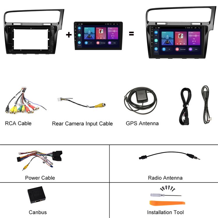 Podofo 1+32/2+64 10inch Car Stereo Radio For Volkswagen Golf 2013 Double Din Car navigation Carplay Android Auto HIFI WIFI BT FM