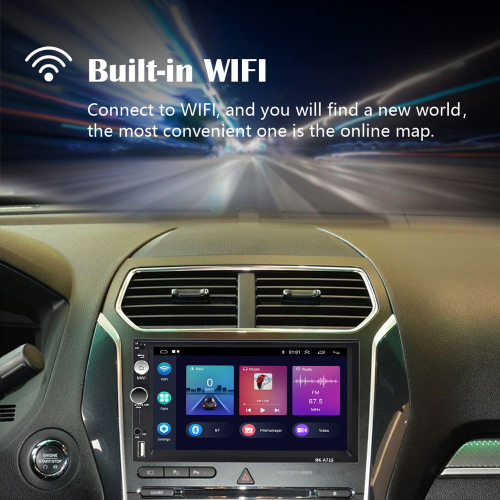 (EU Stock) Podofo 2+64GB Android Car Radio Stereo 2 Din 7" CarPlay Android Auto GPS WIFI Hi-Fi Audio FM RDS USB Universal OEM