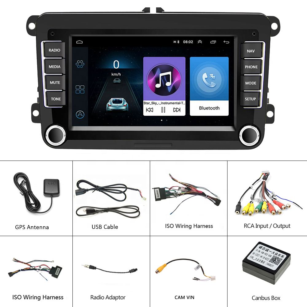 (EU Stock)Podofo Android Car Radio Carplay Android Auto 7" Autoradio GPS BT FM RDS for Volkswagen/VW/PASSAT/POLO/GOLF 5 6/TOURAN