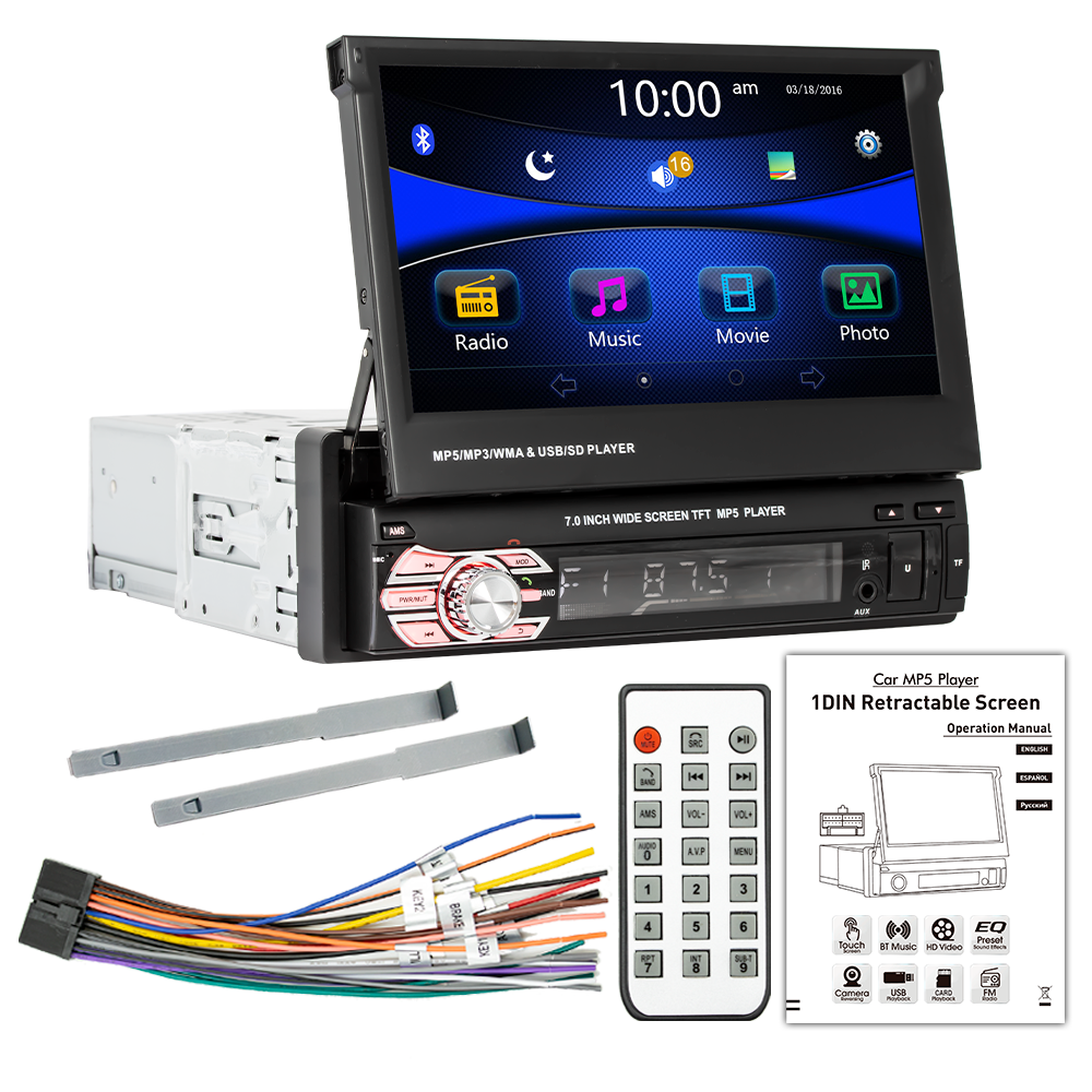 2024 Karjoys New Car DVD Player 7-inch Telescopic machine car Radio MP5 Radio media player
