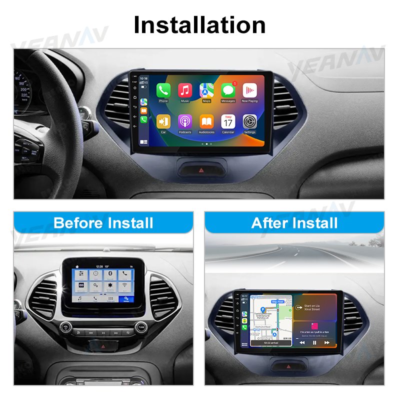 Qled Screen 9Inch Double Din Car Stereo 2Din Android Car Radio Car DVD Player Navigation GPS 2.0ghz For Ford Figo With Fit Frame